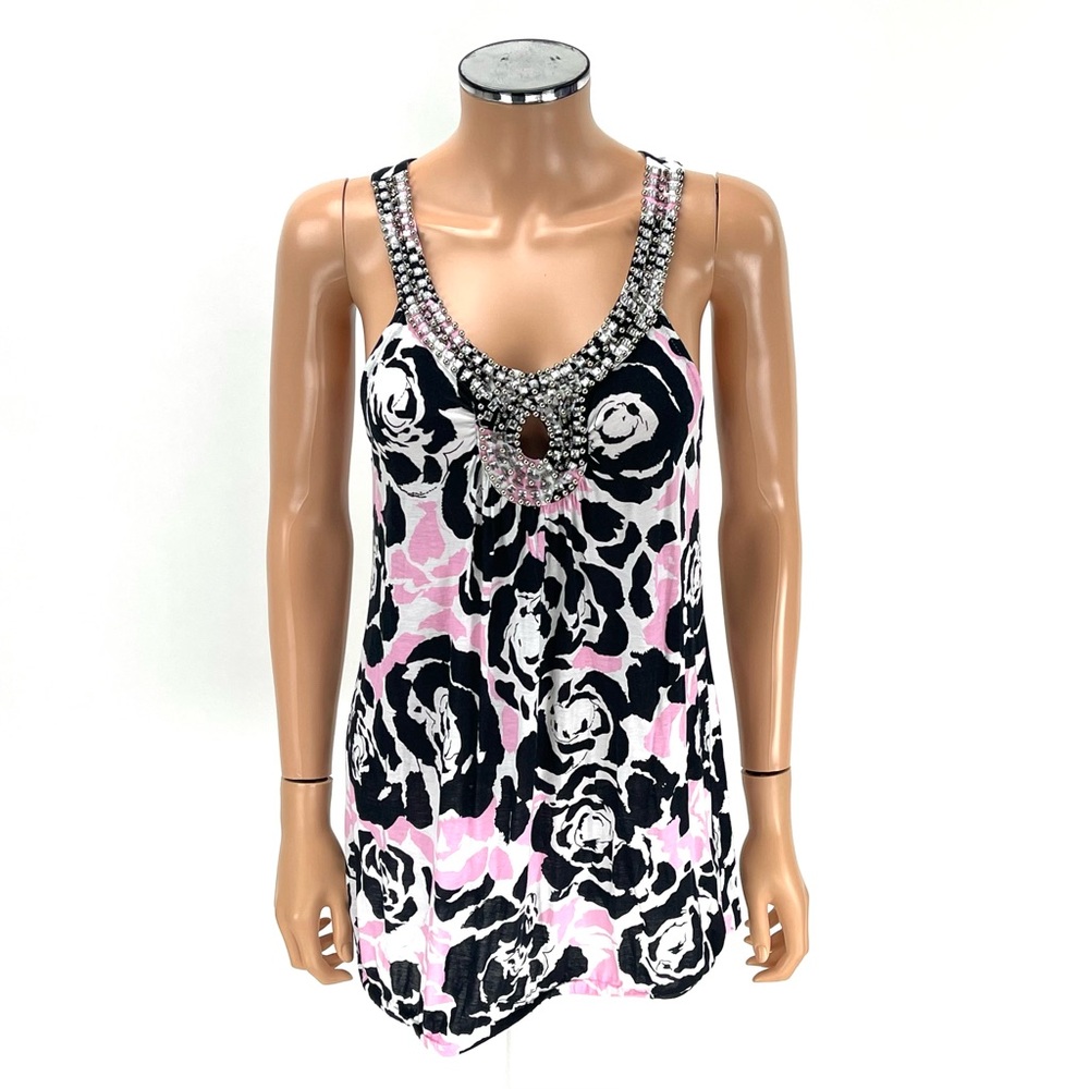 INC INTERNATIONAL CONCEPTS Sleeveless Tank Top Women's SIZE SMALL Pink Beaded